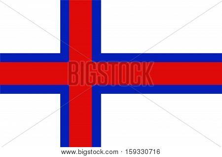 Flag of Faroe Islands is an island country of Denmark Kingdom. Vector illustration