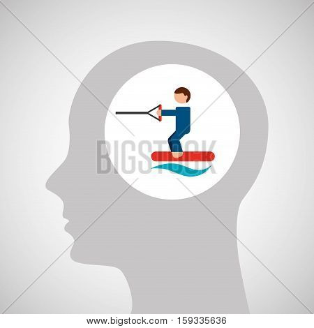 head silhouette kiteboarding extreme sport vector illustration eps 10