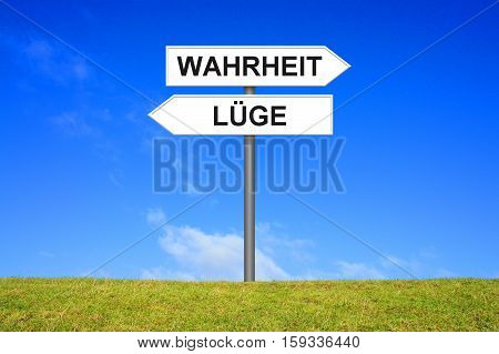 Signpost is showing Truth or false german language