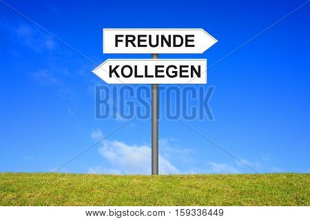 Signpost is showing Friends and Colleagues in german language