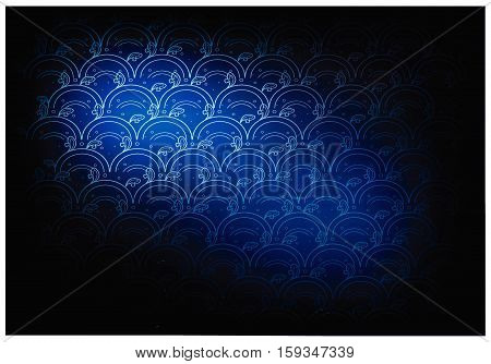 Thai Wave Pattern Illustration of Beautiful Blue Vintage Texture  Background for Add Content or Picture..