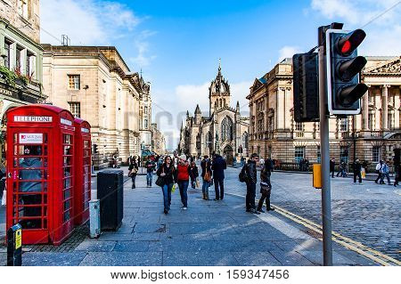 Edinburgh, Scotland, UK-circa Marchy 2016:View of the city, several monuments and the Castle, Edinburgh, Scotland