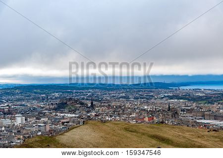 View of  Arthur's 's Seat,  the main peak of the group of mountains Edinburgh, Scotland, UK