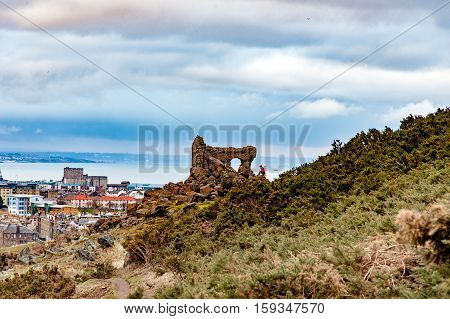 View of  Arthur's 's Seat,  the main peak of the group of mountains Edinburgh, Scotland, UK