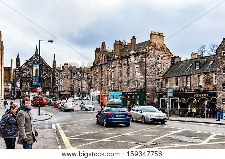 Edinburgh, Scotland, UK-circa Marchy 2016:View of the city, several monuments and the Castle, Edinburgh, Scotland
