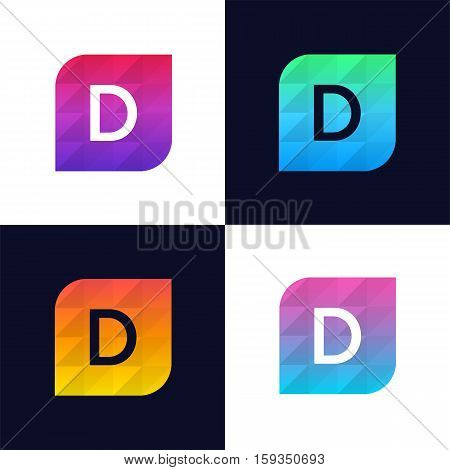 D letter logo icon mosaic polygonal colorful shape element. Creative company sign vector design