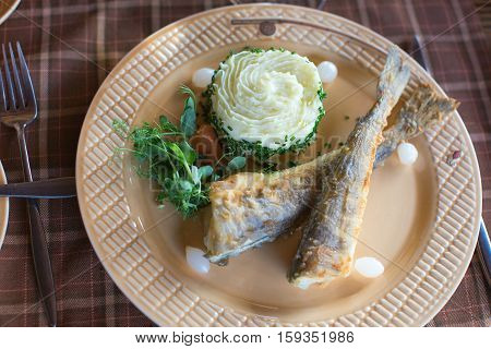 Fried Icefish And Mashed Potatoes