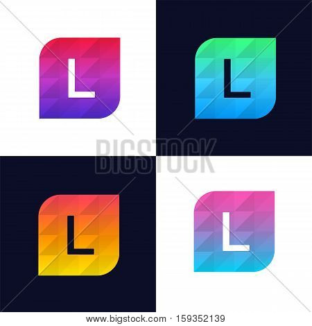 L letter logo icon mosaic polygonal colorful shape element. Creative company sign vector design