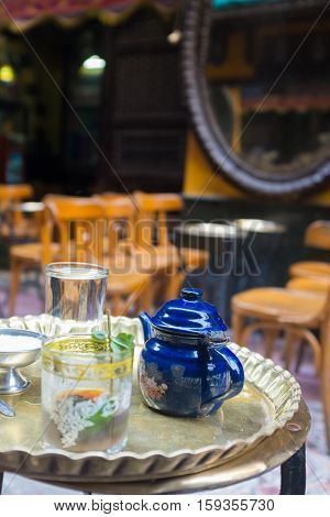 Tea set in an oriental cafe  - Cairo, Egypt