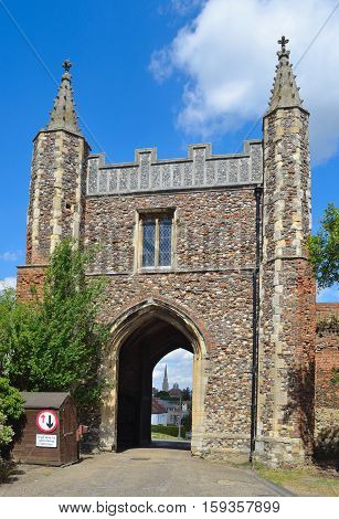 COLCHESTER, ESSEX, ENGLAND - AUGUST 06, 2016:  St John's Abbey Gate all that remains of a  Beneditine Abbey at Colchester.
