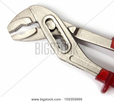 Red handle steel wrench with clipping path