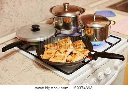 Traditional Russian Fried Stuffed Pancakes
