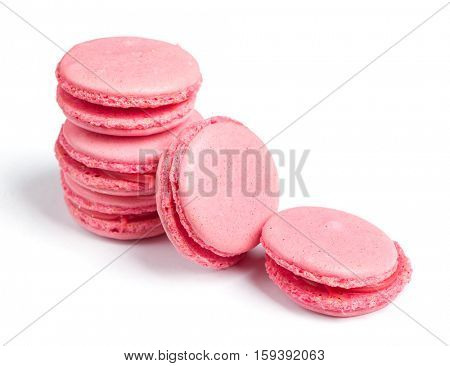 Tasty macaroons isolated on white background
