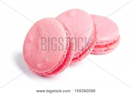 Tasty macaroons isolated on white background