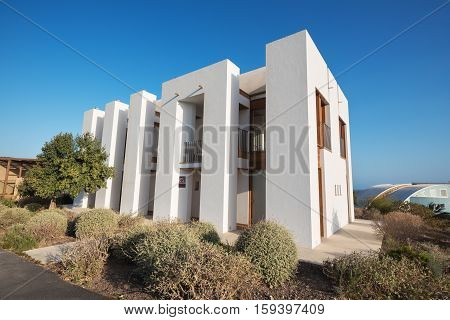 TENERIFE SPAIN - AUGUST 15: Bioclimatic Houses in the South of the island of Tenerife on August 15 2016. Has been conceived as a laboratory of different bioclimatic techniques and for the integration of renewable energy sources applied to architecture.