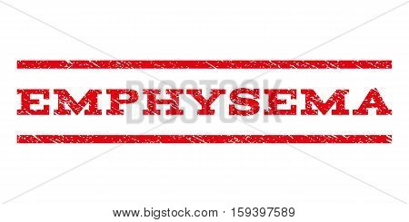 Emphysema watermark stamp. Text tag between horizontal parallel lines with grunge design style. Rubber seal red stamp with scratched texture. Vector ink imprint on a white background.