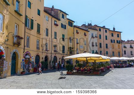 Piazza Del Anfiteatro In Lucca, Tuscany, Italy