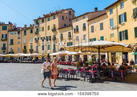 Piazza Del Anfiteatro In Lucca, Tuscany, Italy