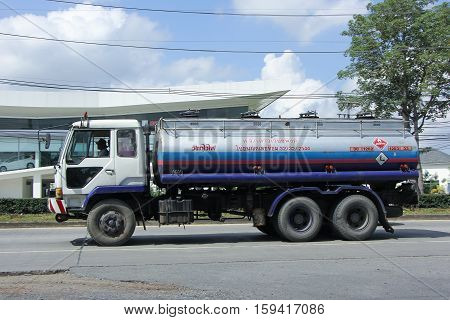 CHIANG MAI THAILAND - OCTOBER 28 2016: Oil Truck of Dao Viang Ping Oil transport Company. On road no.1001 8 km from Chiangmai city.
