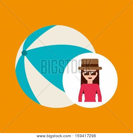 toursit female hat sunglasses ball plastic vector illustration eps 10