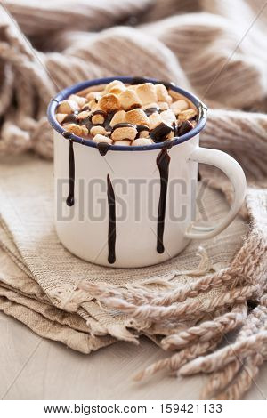 s'mores hot chocolate mini marshmallows cinnamon winter drink