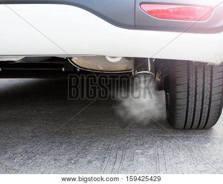 Pipe exhaust car smoke emission, concern about environment problem