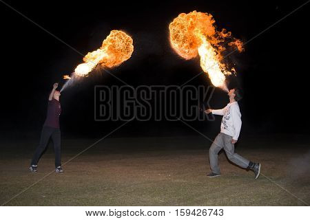 May 3, 2014. Ulan-ude, Russia: A Fire Show In The City Of Ulan-ude. Russia, Ulan-ude, 3 May 2014.