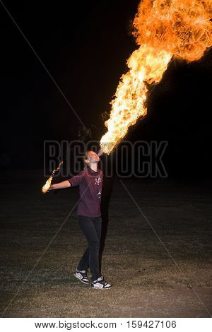 May 3, 2014. Ulan-ude, Russia: A Fire Show In The City Of Ulan-ude. Russia, Ulan-ude, 3 May 2014.