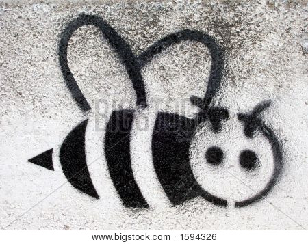 Graffiti szablon czarny Bee
