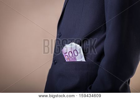 Bribe And Corruption With Euro Banknotes.