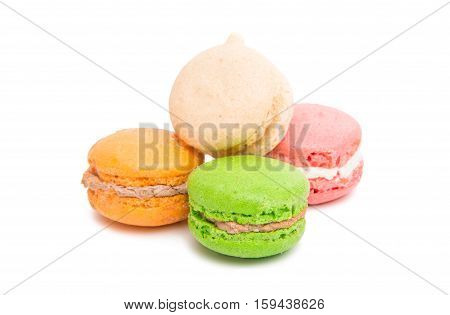 cream, cake macaroon on a white background