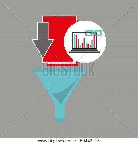 laptop graphs analysis file link web vector illustration eps 10