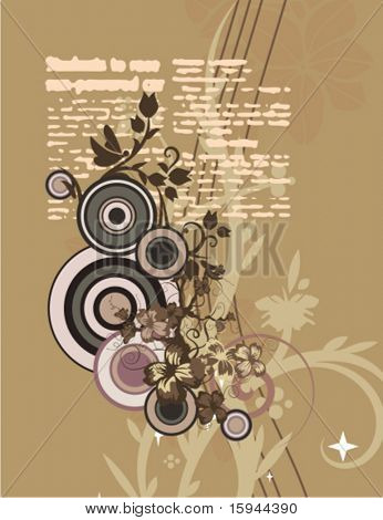 Modern floral design with a textual background, vector illustration series.