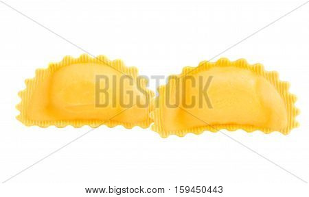 italian Ravioli pasta isolated over white background.