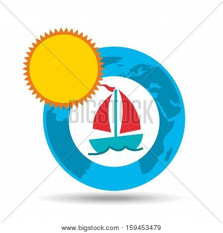 vacation around world sunny sailboat vector illustration eps 10
