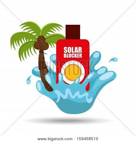 solar blocker water splash palm summer vacation vector illustration