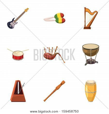 Tools for music icons set. Cartoon illustration of 9 tools for music vector icons for web