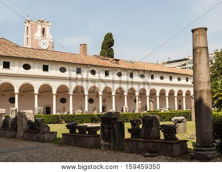ROME, ITALY - JUNE 12, 2015: The baths of Diocletian (Thermae Diocletiani) in Rome. Italy