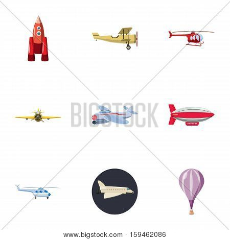 Flying device icons set. Cartoon illustration of 9 flying device vector icons for web