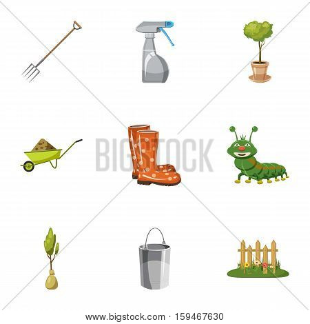 Gardening icons set. Cartoon illustration of 9 gardening vector icons for web