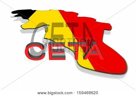Ceta - Comprehensive Economic And Trade Agreement On White Background, Belgium Map