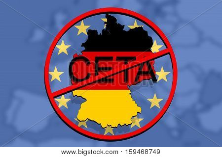 Anty Ceta - Comprehensive Economic And Trade Agreement On Euro Background, Germany Map