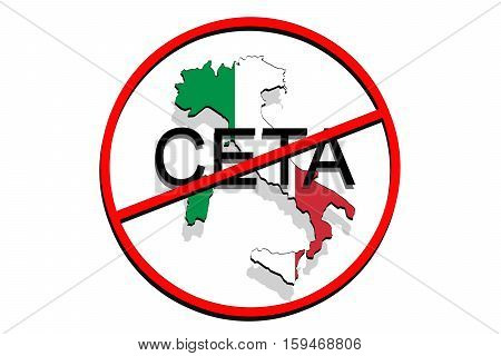 Anty Ceta - Comprehensive Economic And Trade Agreement On White Background, Italy Map