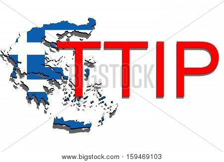 Ttip - Transatlantic Trade And Investment Partnership On Greece Map