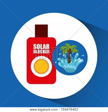 solar blocker water splash palm summer vacation vector illustration