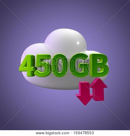 3D Rendering Cloud Data Upload Download illustration 450  GB Capacity