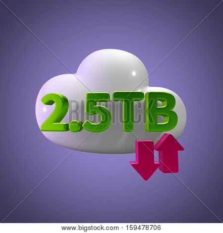 3D Rendering Cloud Data Upload Download illustration 2.5 TB Capacity