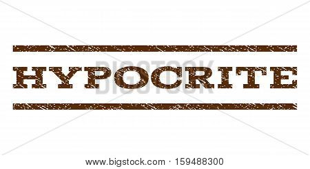 Hypocrite watermark stamp. Text tag between horizontal parallel lines with grunge design style. Rubber seal brown stamp with dust texture. Vector ink imprint on a white background.