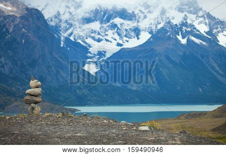 Stacked Stowns In Torres Del Paine National Park Of Chile, South America