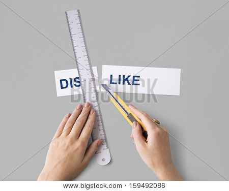 Dislike Hate Hands Cut Word Split Concept